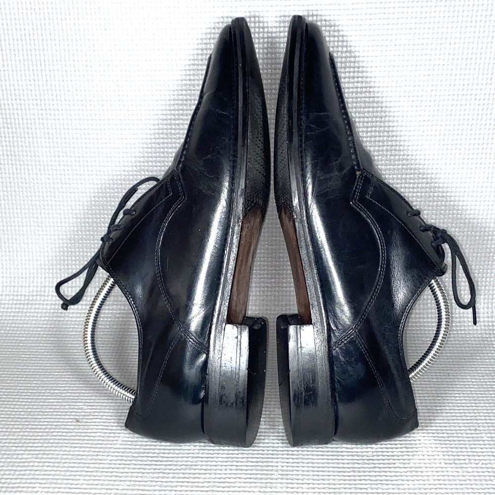 Cole Haan Oxford Black Leather Square Toe Stitched Lace Up Dress Men's 10 1/2 M - Picture 6 of 9